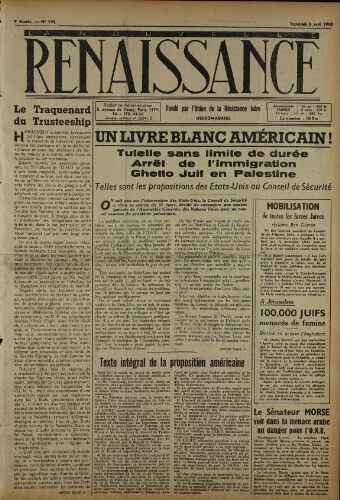 La Nouvelle Renaissance  N°143 (09 avr. 1948)